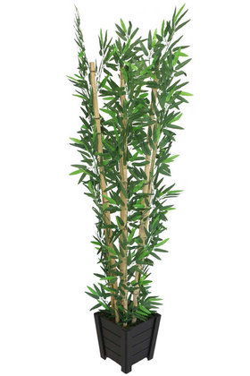 Yapay Bambu Ağacı 6 Gövde 180 cm Lüx Siyah Ahşap Saksılı Model 17 - Thumbnail