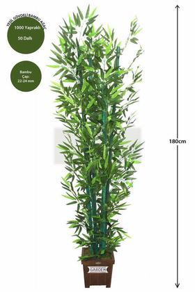 Yapay Çiçek Deposu - Yapay Bambu Ağacı 6 Gövde Yeşil Renk Bambulu 180 cm (Model15)