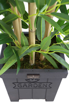 Yapay Bambu Ağacı Premium Kalite 170cm 6 Gövdeli Ahşap Saksılı Antrasit Mavi - Thumbnail