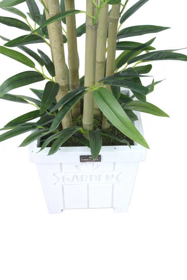 Yapay Bambu Ağacı Premium Kalite 170cm 6 Gövdeli Beyaz Saksılı