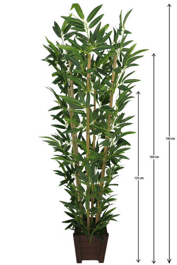 Yapay Bambu Ağacı Premium Kalite Lüx Kahverengi Ahşap Saksıda 190cm 6 Gövdeli (Model 18)