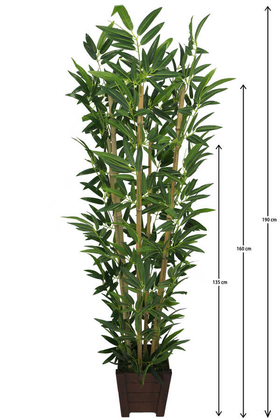 Yapay Çiçek Deposu - Yapay Bambu Ağacı Premium Kalite Lüx Kahverengi Ahşap Saksıda 190cm 6 Gövdeli (Model 18)