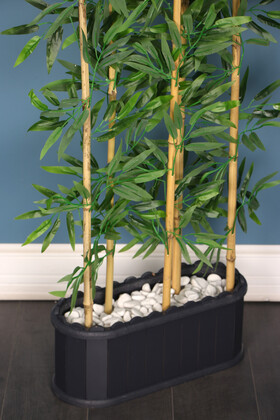 Dekoratif Saksıda Islak Yapraklı 5 Çubuklu Bambu Seperatör (20x50x170cm) - Thumbnail