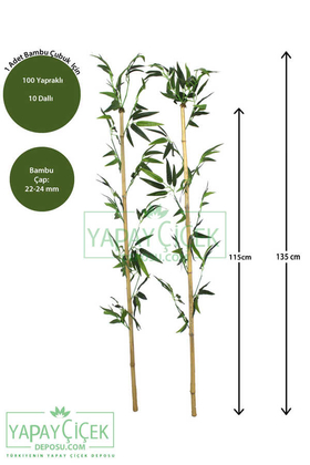 Yapay Çiçek Deposu - 135 cm Yapay 10 Dal Yapraklı Doğal Bambu Tip11