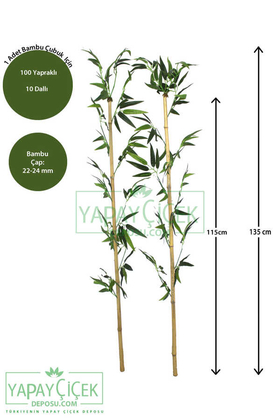 135 cm Yapay 10 Dal Yapraklı Doğal Bambu Tip11 - Thumbnail