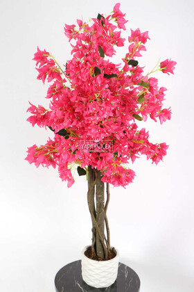 Yapay Çiçek Deposu - Yapay Begonvil Ağacı 105 cm Beton Saksılı Fuşya