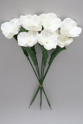 Yapay Çiçek Deposu - Yapay 7li Islak Gelincik Çiçeği Beyaz