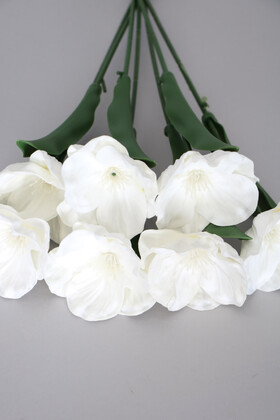 Yapay 7li Islak Gelincik Çiçeği Beyaz - Thumbnail