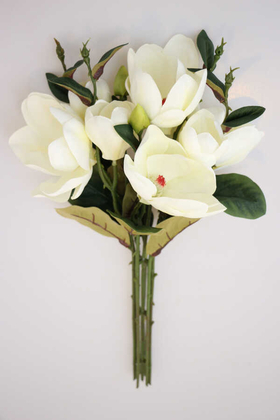 Yapay Çiçek Deposu - Yapay Lüx Manolya Demeti 50 cm Beyaz