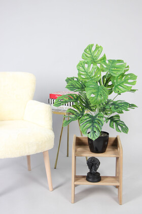 Yapay Devetabanı Ağacı(monstera bitkisi) 18 Yapraklı Siyah Saksıda 80 cm - 4
