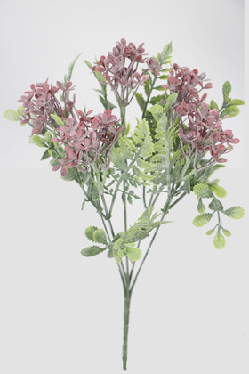 Yapay Çiçek Deposu - Yapay Mineli Tozlu Bitki Demeti Bordo
