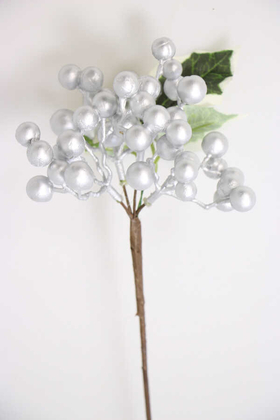 Yapay Çiçek Deposu - Yapay Bodur Dal Kokina 44 cm Gümüş