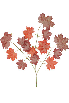 Yapay Çiçek Deposu - Yapay Pastel Çınar Ağacı Dalı 15 Yapraklı 65 cm Bordo-Kırmızı