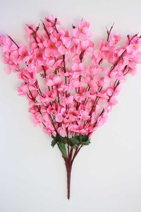 Yapay Çiçek Deposu - Yapay Büyük 7 Dallı Bahar Dalı Demeti Pembe 60 cm