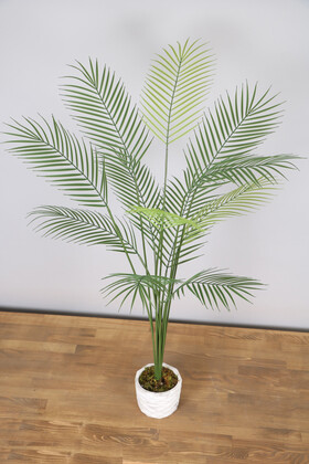 Yapay Çiçek Deposu - Yapay Areka Palmiyesi Ağacı 130 cm 12 Yaprakli Beton saksılı