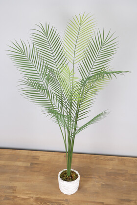 Yapay Areka Palmiyesi Ağacı 130 cm 12 Yaprakli Beton saksılı - Thumbnail