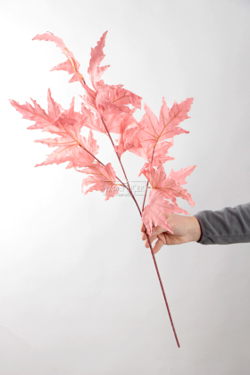 Yapay Büyük Çınar Yaprağı Dalı 95 cm Pembe - 2