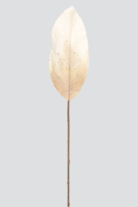 Yapay Çiçek Deposu - Yapay Büyük Tek Dal Muz Yaprağı 120 cm Pastel Krem