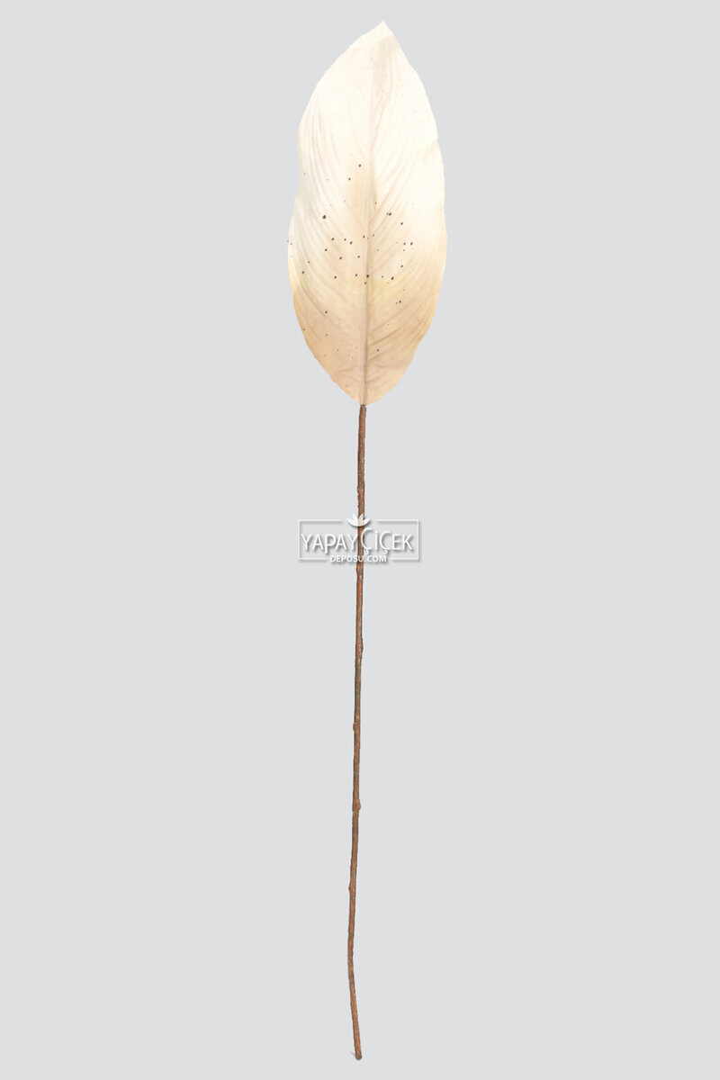 Yapay Büyük Tek Dal Muz Yaprağı 120 cm Pastel Krem