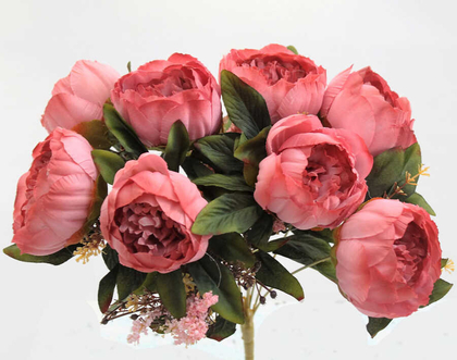 Yapay Çiçek Lüx Şakayık Gül Aranjmanı Fuşya - Thumbnail