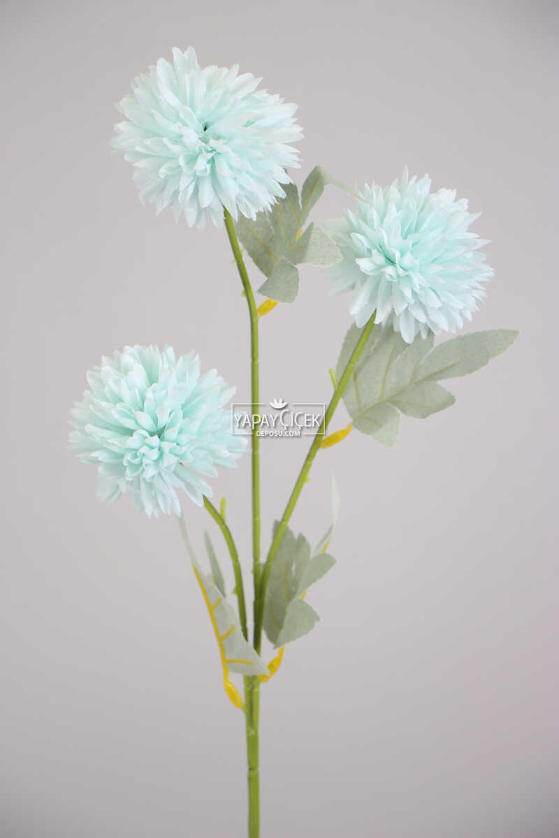 Yapay Çiçek 3lü Top Karanfil Dalı 62 Cm Açık Mavi