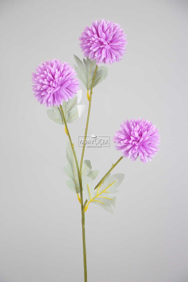 Yapay Çiçek 3lü Top Karanfil Dalı 62 Cm Mor