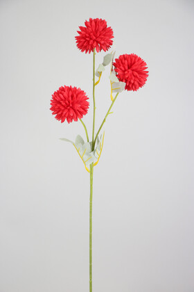 Yapay Çiçek 3lü Top Karanfil Dalı 62 cm Kırmızı - Thumbnail