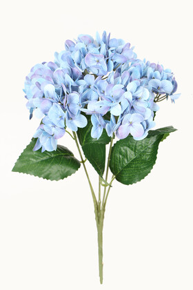 Yapay Çiçek Deposu - Yapay Lüx 5 Dallı Islak Ortanca Demeti 45 cm Mavi