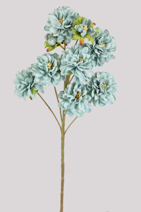 Yapay Çiçek Deposu - Yapay 9lu Bodur Kasımpatı Dalı 45 cm Mavi