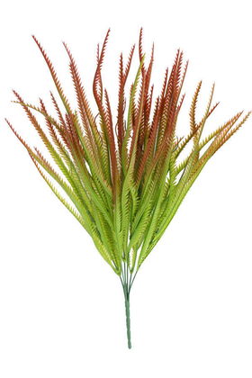 Yapay Çiçek Deposu - Yapay Büyük Tırtıklı Bitki Demeti 50 cm Yeşil-Kızıl