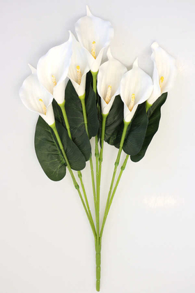 Yapay Çiçek Deposu - Dekoratif 7li Gala Bitkisi Demeti 60 cm Beyaz