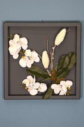 Yapay Çiçek Deposu - Dekoratif Çiçekli Çerçeve Tablo 50cmx50cm Kod:126