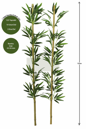 Yapay Çiçek Deposu - 135 cm Yapay 15 Dal Yapraklı Gerçek Bambu