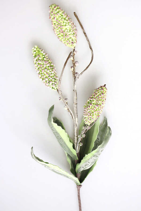 Yapay Çiçek Deposu - Exclusive Tropik Meyveli İri Yapraklı Egzotik 3 Lü Uzun Dal 85 cm AçıkYeşil