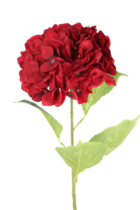 Yapay Çiçek Deposu - Yapay Lüx Ortanca Dalı 90 cm Kırmızı