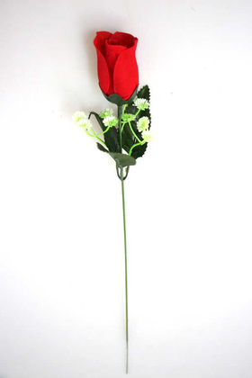 Yapay Çiçek Deposu - Yapay Çiçek Hediyelik Kadife Gül 45cm Kırmızı