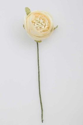 Yapay Çiçek İnce İpek Tek Dal Hazırlama Gülü Kırık Beyaz - Thumbnail