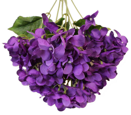Yapay Çiçek Jumbo 7 Dal Ortanca Demeti 60 cm Koyu Mor - 2