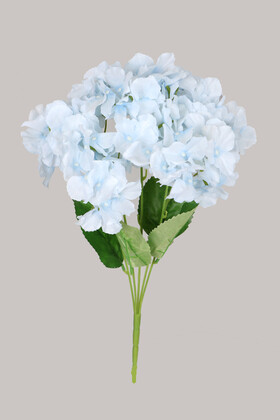Yapay Çiçek Deposu - Yapay Çiçek 5 Dal Ortanca Demeti Uçuk Mavi