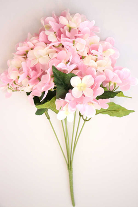 Yapay Çiçek Deposu - Yapay Çiçek Jumbo 7 Dal Ortanca Demeti 60 cm Pembe