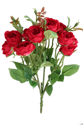 Yapay Çiçek Deposu - Yapay Deluxia 12li Zarif Gül Demeti Kırmızı
