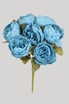Yapay Çiçek Deposu - Yapay Çiçek Kaliteli Şakayık Gül Demeti Mavi