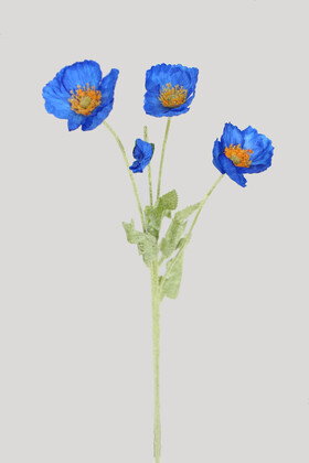 Yapay Çiçek 4lü Gelincik Dalı 60 cm Lacivert - Thumbnail