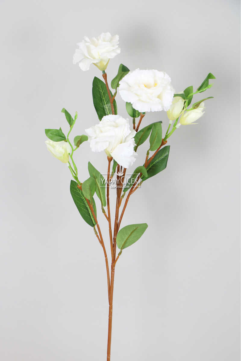 Yapay Çiçek Tomurcuklu Lisyantus Dalı 70 Cm Beyaz