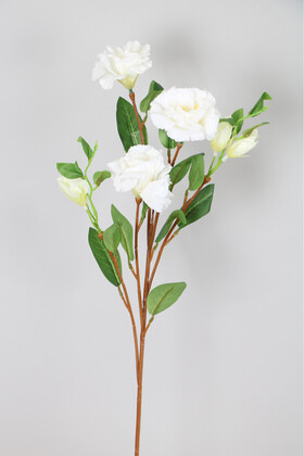 Yapay Çiçek Deposu - Yapay Çiçek Tomurcuklu Lisyantus Dalı 70 cm Beyaz