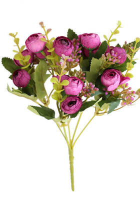 Yapay Çiçek Deposu - Yapay Çiçek Lüx 13lü Küçük Eren Gül Demeti Mor