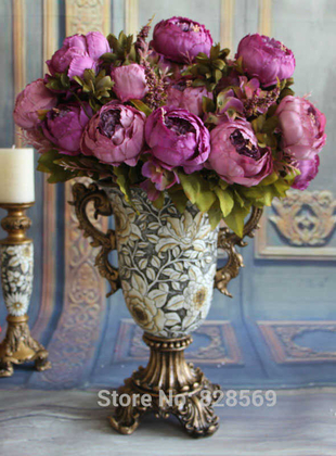 Yapay Çiçek Lüx Marsilya Gülü Aranjmanı Mor - Thumbnail