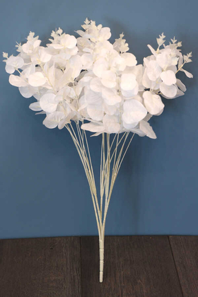 Yapay 16 Dallı Lüx Okaliptus Bitkisi 50 cm Beyaz - 1