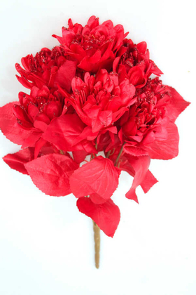 Yapay Çiçek Deposu - Yapay Çiçek Payetli Büyük Yıldız Gülü Demeti Kırmızı