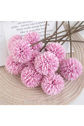 Yapay Çiçek Top Krizantem 7li Mini Kartopu Demeti 23 cm Pembe - Yapay Çiçek Deposu